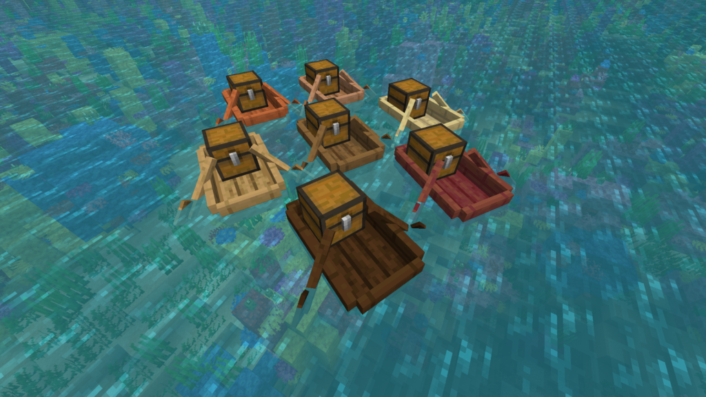 Boats with chest in Minecraft