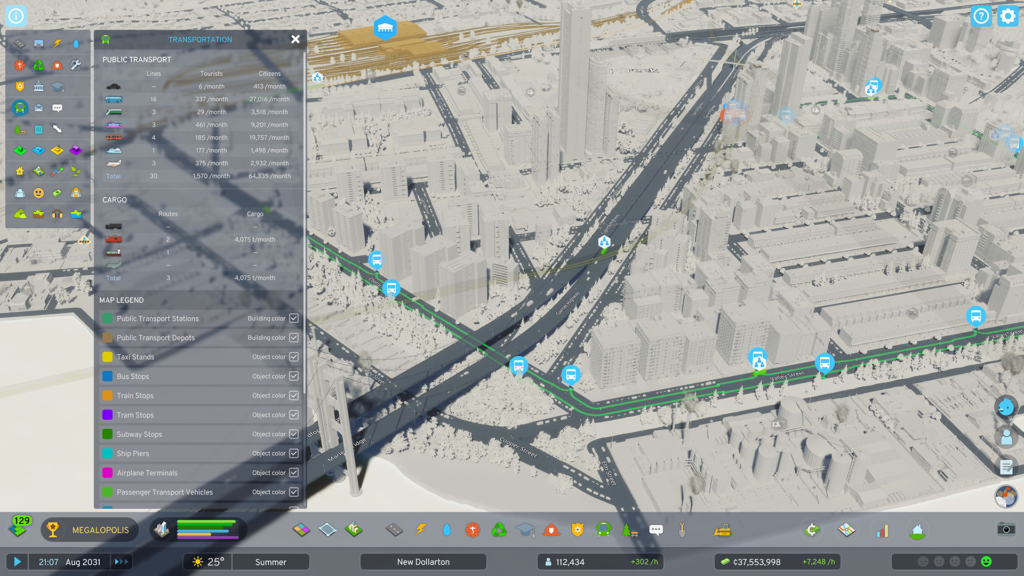 Transportation view in Cities: Skylines II